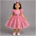 Baby Girls 3pc Floral Layered Party Dress with Headband & Shoes (6-24M)