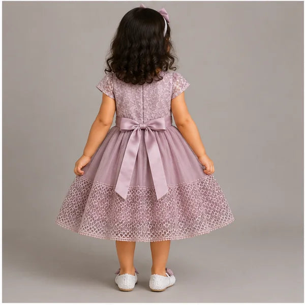 Baby Girls 3pc Floral Layered Party Dress with Headband & Shoes (6-24M)
