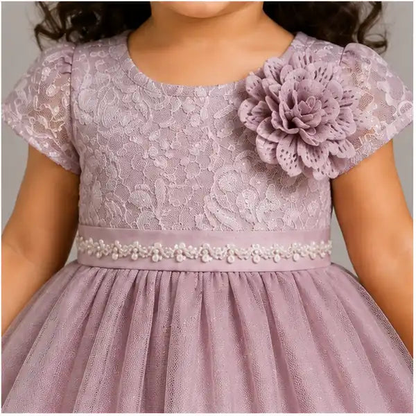 Baby Girls 3pc Floral Layered Party Dress with Headband & Shoes (6-24M)