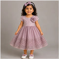 Baby Girls 3pc Floral Layered Party Dress with Headband & Shoes (6-24M)