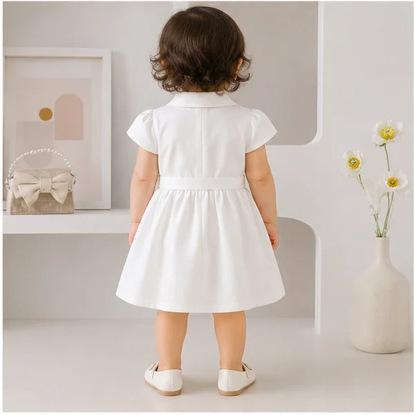 Baby Girls Ruffle Buttoned Belt Dress