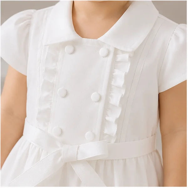 Baby Girls Ruffle Buttoned Belt Dress