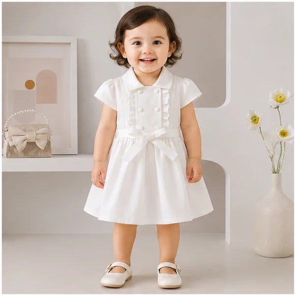 Baby Girls Ruffle Buttoned Belt Dress