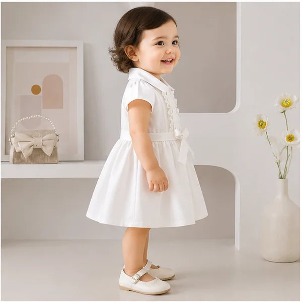 Baby Girls Ruffle Buttoned Belt Dress