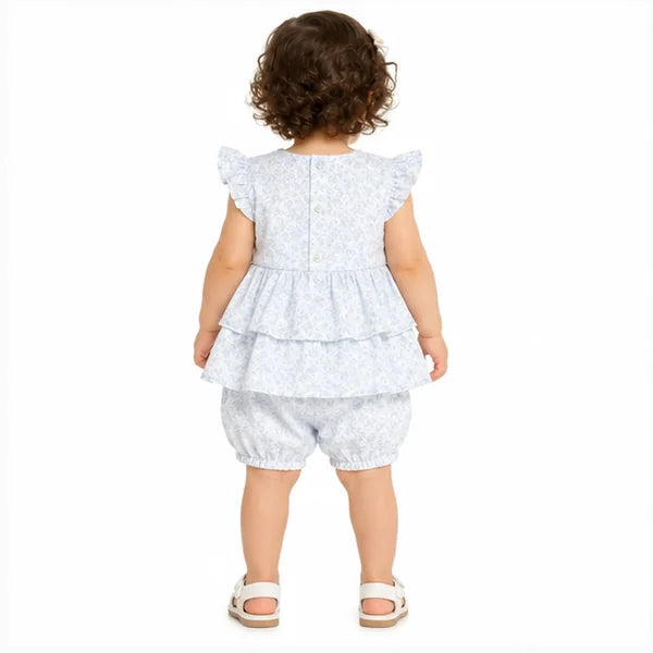 Baby Girls 2pc Floral Layered Dress & Bloomers Set