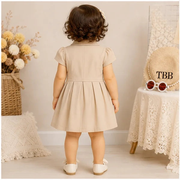 Girls Double Breasted Pocket Summer Dress