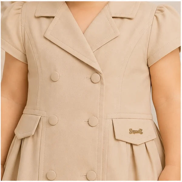 Girls Double Breasted Pocket Summer Dress