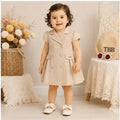 Girls Double Breasted Pocket Summer Dress