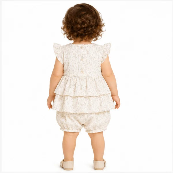 Baby Girls 2pc Floral Layered Dress & Bloomers Set
