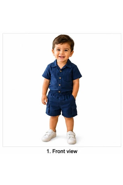 Baby Boys Two Piece Buttoned Shirt & Shorts Set
