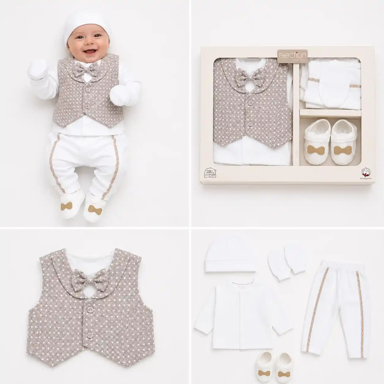 Baby Boys 7pc Gift Set with Shoes, Mittens & Hat