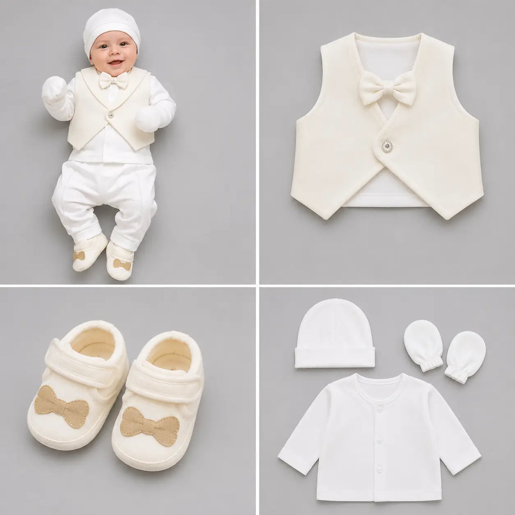 Baby Boys 7pc Gift Set with Shoes, Mittens & Hat