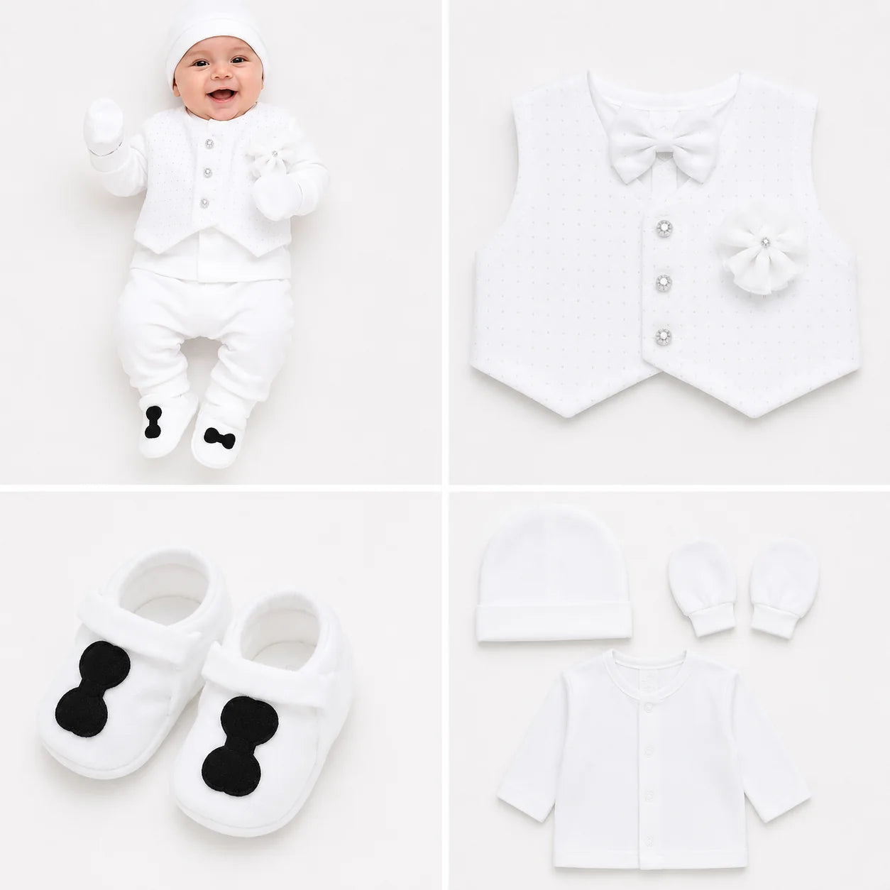 Baby Boys 7pc Gift Set with Shoes, Mittens & Hat