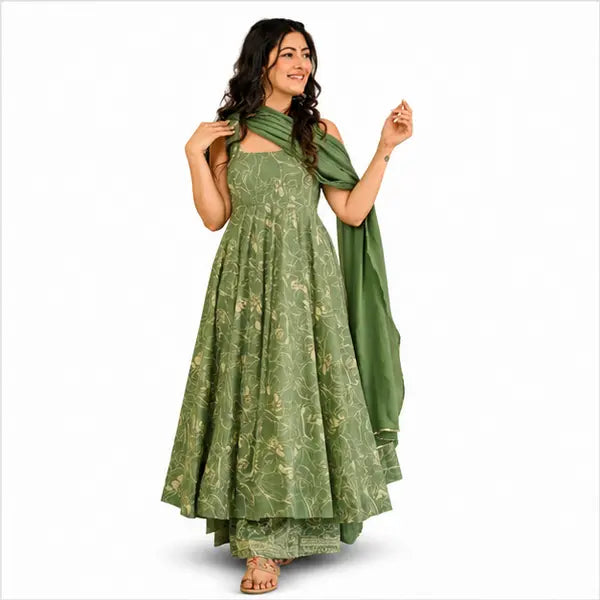 Women’s Muslin Kurta Set with Bottom & Dupatta – Digital Print (Copy)