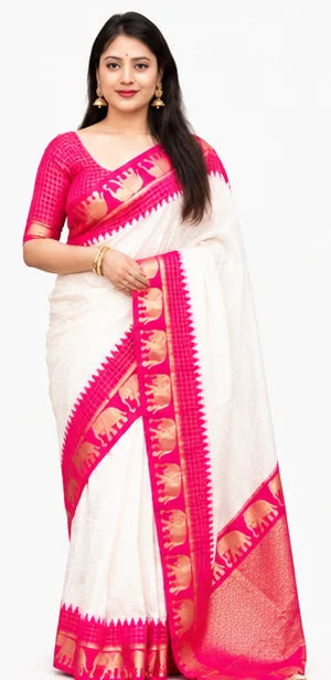 Indian Lichi Silk Saree for Women – Jacquard Work Saree