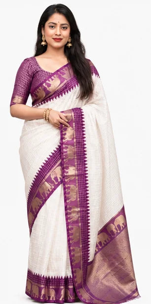 Indian Lichi Silk Saree for Women – Jacquard Work Saree