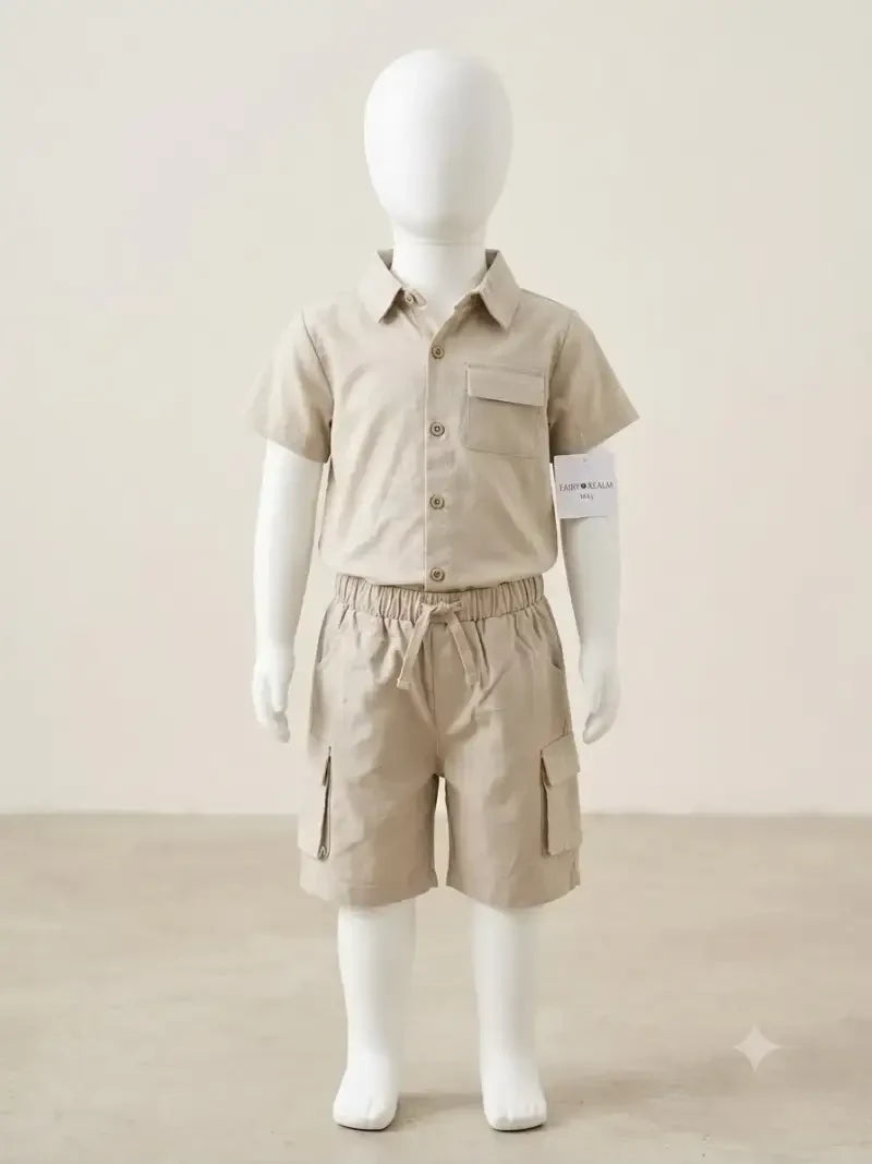 Baby Boys Two Piece Buttoned Shirt & Shorts Set