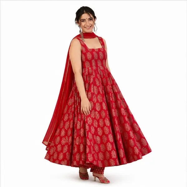Women’s Muslin Kurta Set with Bottom & Dupatta – Digital Print