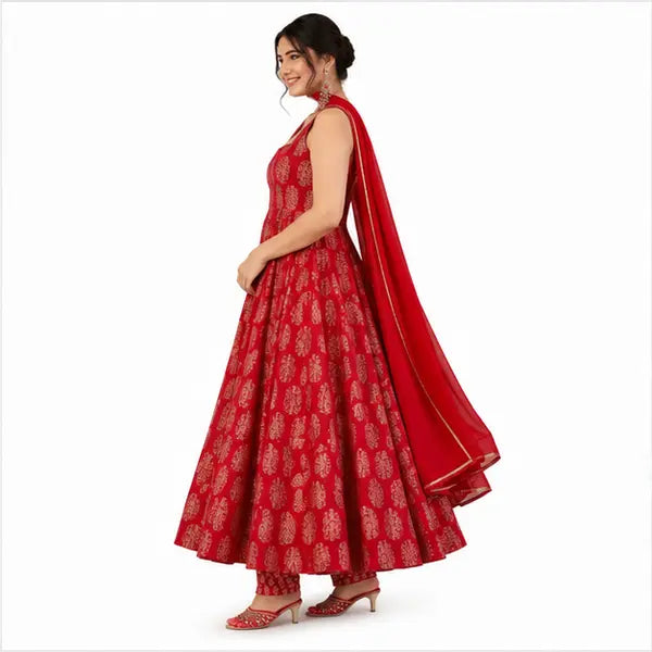 Women’s Muslin Kurta Set with Bottom & Dupatta – Digital Print