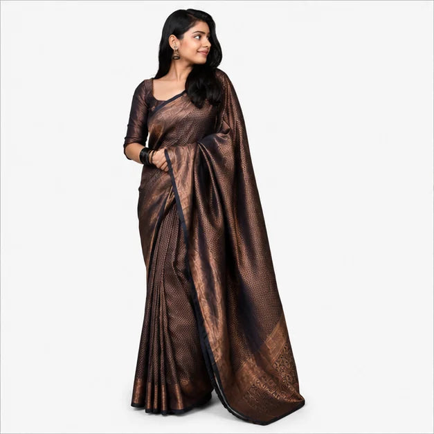 Soft Lichi Silk Saree mit Jacquard Work – Indischer Damen Saree