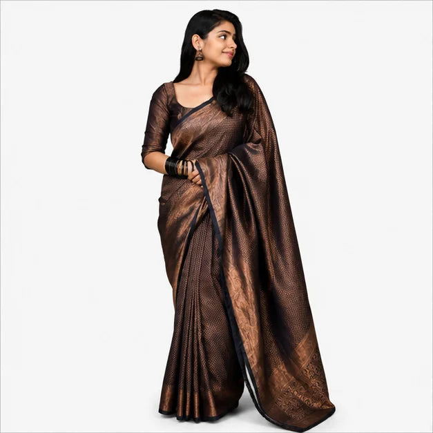 Soft Lichi Silk Saree mit Jacquard Work – Indischer Damen Saree