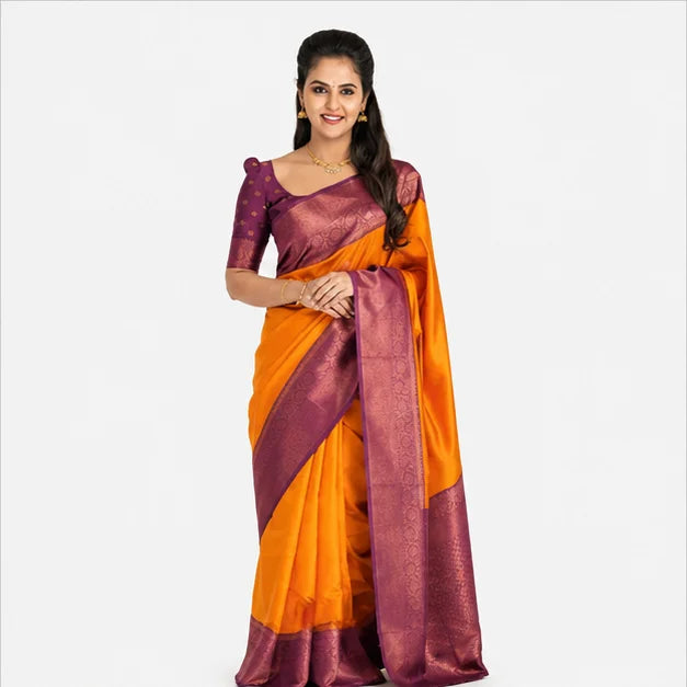 Lichi Silk Saree mit Jacquard Work – Indischer Damen Saree