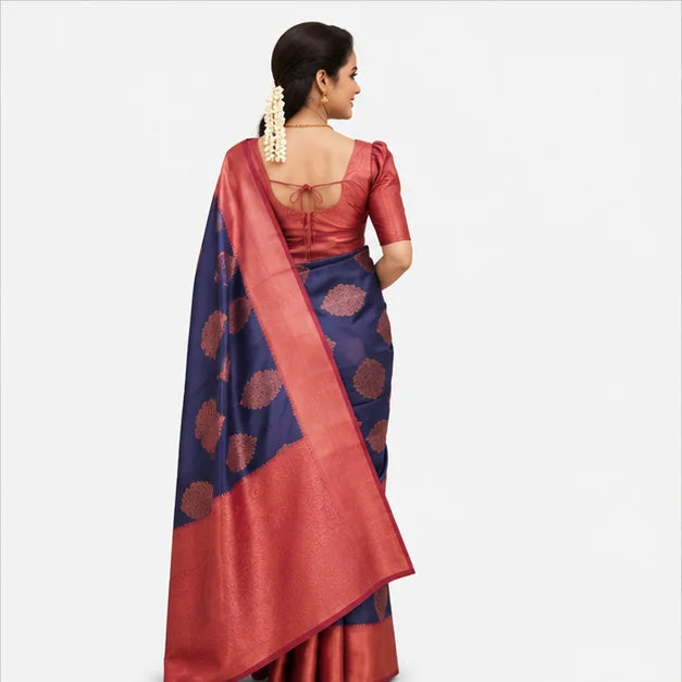 Lichi Silk Saree mit Jacquard Work – Indischer Damen Saree