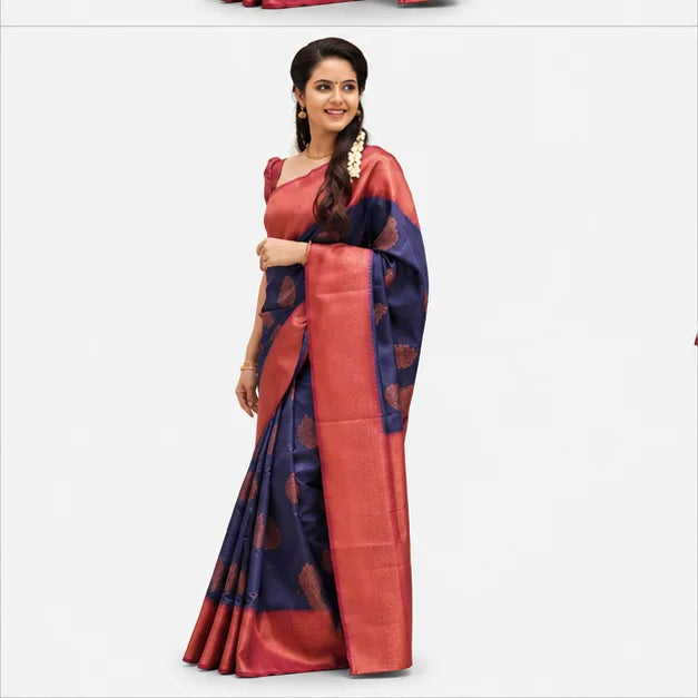 Lichi Silk Saree mit Jacquard Work – Indischer Damen Saree