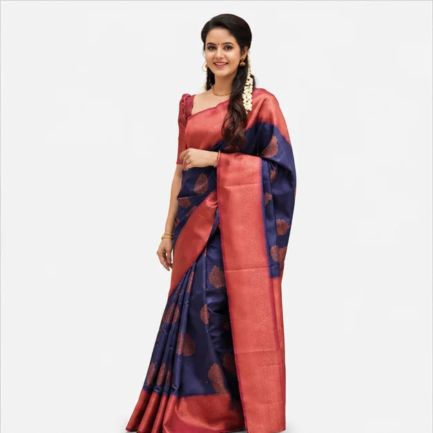 Lichi Silk Saree mit Jacquard Work – Indischer Damen Saree
