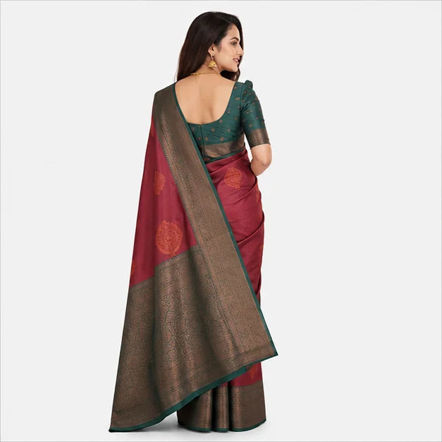 Lichi Silk Saree mit Jacquard Work – Indischer Damen Saree