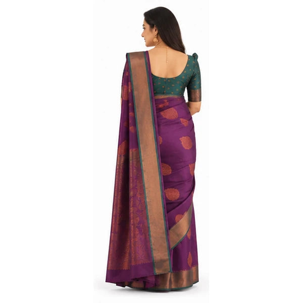 Lichi Silk Saree mit Jacquard Work – Indischer Damen Saree