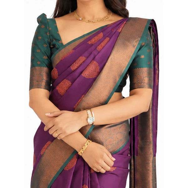 Lichi Silk Saree mit Jacquard Work – Indischer Damen Saree