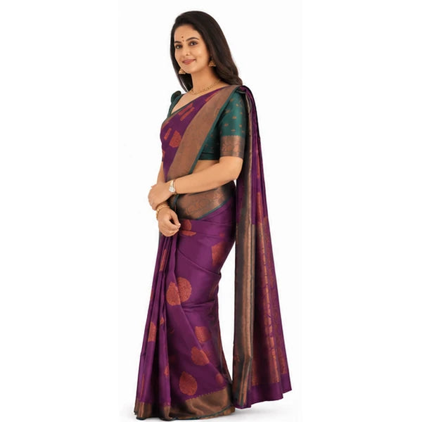Lichi Silk Saree mit Jacquard Work – Indischer Damen Saree