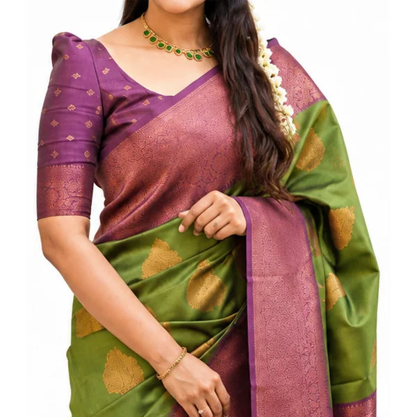 Lichi Silk Saree mit Jacquard Work – Indischer Damen Saree