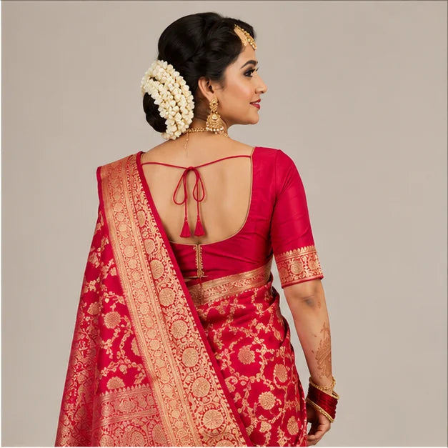 Soft Lichi Silk Saree for Women – Elegant Jacquard Saree with Blouse