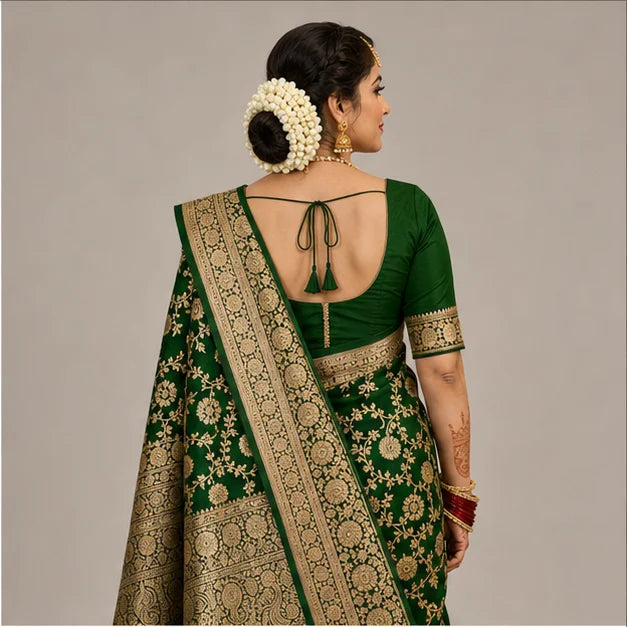 Soft Lichi Silk Saree for Women – Elegant Jacquard Saree with Blouse