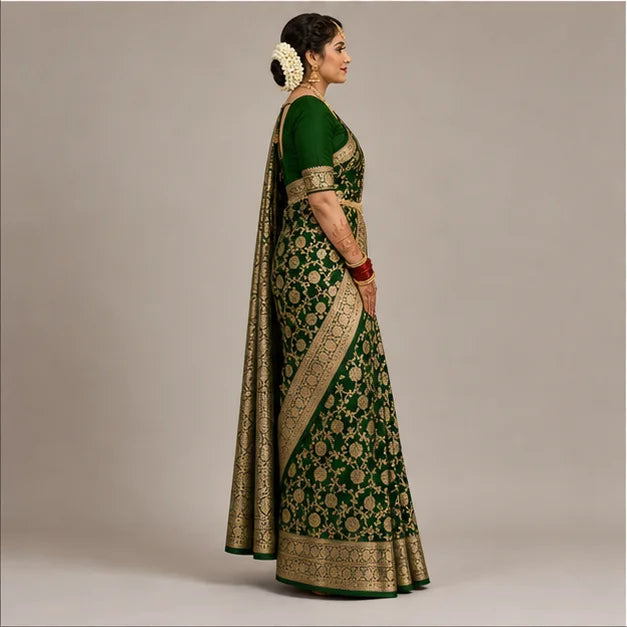 Soft Lichi Silk Saree for Women – Elegant Jacquard Saree with Blouse