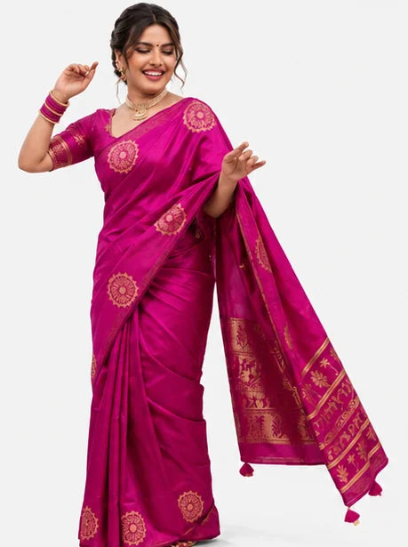 Soft Lichi Silk Jacquard Saree for Women – Elegant Traditional Indian Saree
