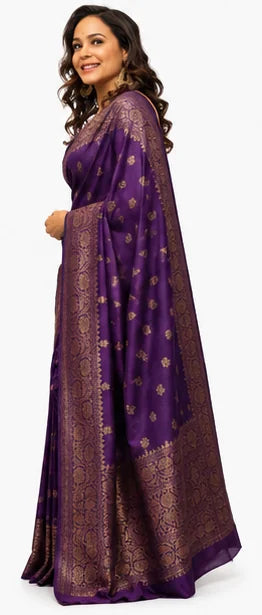 Indian Silk Saree for Women – Soft Lichi Silk Jacquard Saree