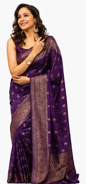 Indian Silk Saree for Women – Soft Lichi Silk Jacquard Saree