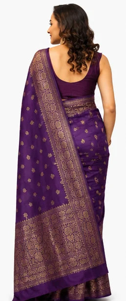 Indian Silk Saree for Women – Soft Lichi Silk Jacquard Saree