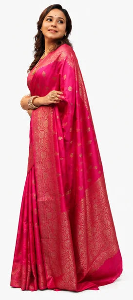 Indian Silk Saree for Women – Soft Lichi Silk Jacquard Saree