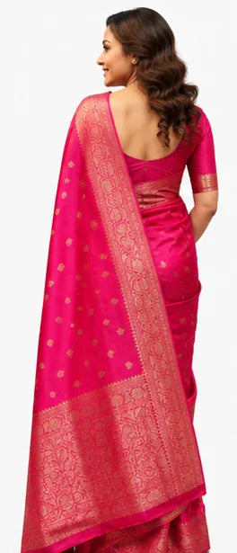 Indian Silk Saree for Women – Soft Lichi Silk Jacquard Saree
