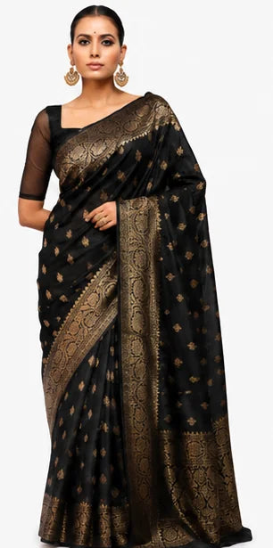 Indian Silk Saree for Women – Soft Lichi Silk Jacquard Saree