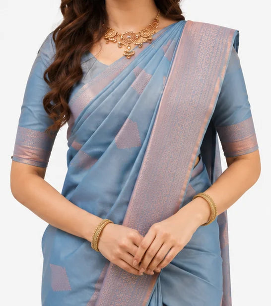 Indian Silk Saree for Women – Soft Lichi Silk Jacquard Saree (Copy)