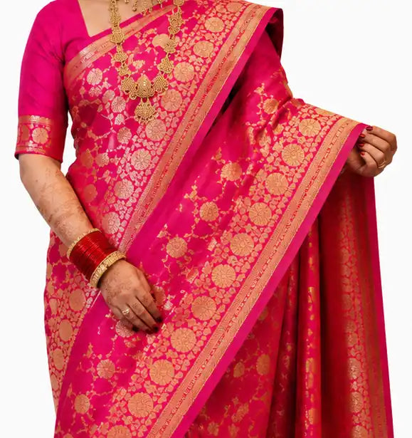 Soft Lichi Silk Saree for Women – Elegant Jacquard Saree with Blouse