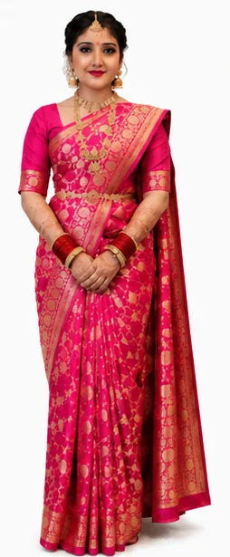 Soft Lichi Silk Saree for Women – Elegant Jacquard Saree with Blouse