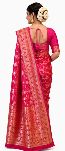 Soft Lichi Silk Saree for Women – Elegant Jacquard Saree with Blouse