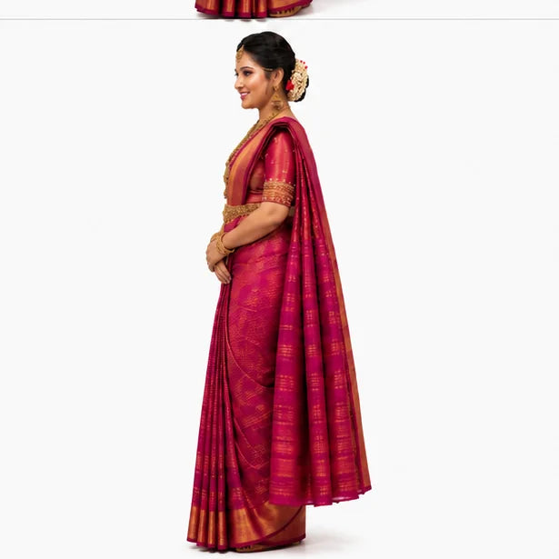 Soft Lichi Silk Saree for Women – Elegant Jacquard Saree with Blouse