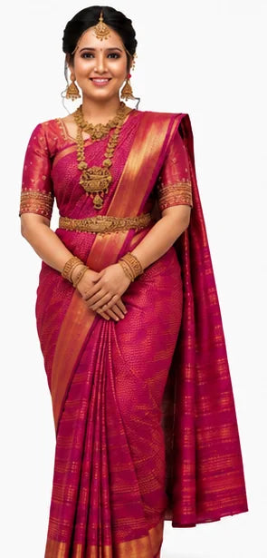 Soft Lichi Silk Saree for Women – Elegant Jacquard Saree with Blouse